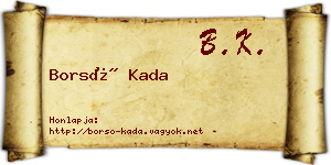Borsó Kada névjegykártya